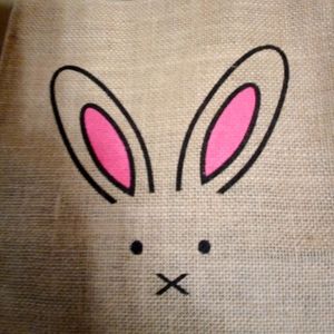 Marlo Lorenz burlap tote Easter bag. New